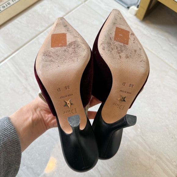Authentic Dior burgundy velvet 'J'Adior' slingbacks - Picture 8 of 8